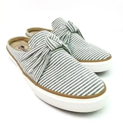 Margaritaville Sailor Slip On Womens Canvas Knot Striped Mule Flats Shoes - NEW • $19.99