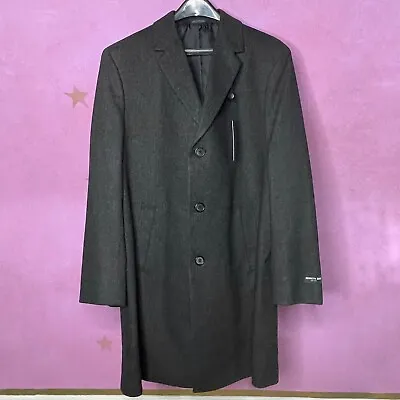 Kenneth Cole Men's Charcoal Raburn Wool Blend Overcoat Men’s Size 42 Reg $199 • $114.44