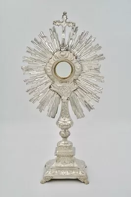 Antique Rare Sterling Silver Monstrance With Gilder Silver Luna By Favier C 1850 • $1611