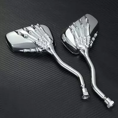 Skeleton Skull Hand Motorcycle Mirrors Chrome 8mm 10mm For Honda Suzuki Yamaha D • $25.15