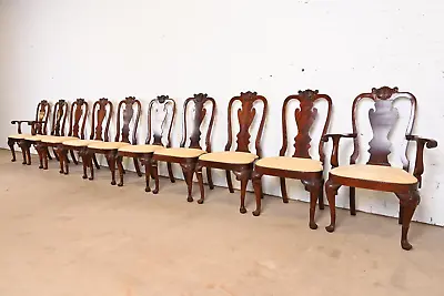 Kindel Furniture Winterthur Collection Georgian Carved Mahogany Dining Chairs • $7500