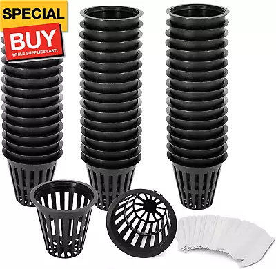 2 Inch Net Pots For Hydroponics 50 Packs With Plant Lable Heavy Duty Reusable  • $15.99