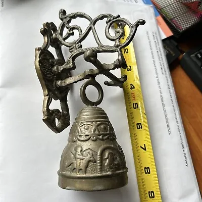 Door Bell Brass Ornate 8  Tall Wall Mount Figurines Church Vintage Beautiful • $25