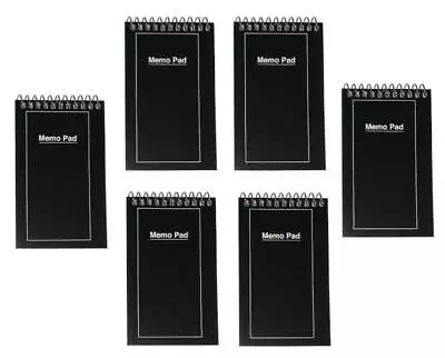 3  X 5  Spiral Note Pad/Book/Memo Pack Of 6 Black Cover Lined 50 Sheets Each • $7.99