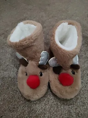 Reindeer Slippers Microwavable Heat Pack Plush Soft Slippers Very Cosy 3-4 Year • £7.99