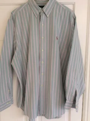 RALPH LAUREN Classic Fit 100% Cotton Pale Green Shirt   Sz  17 1/2  34/35 • £9.99