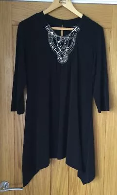 Ladies Stunning Longline Tunic Top By M&Co Size 20 Black • £10