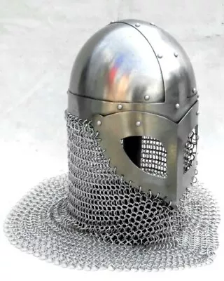 Roman Ancient War Helmet With Chainmail Curtain. • $140