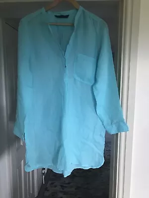 Zara Turquoise Long Shirt/beach Cover Up XL • £12