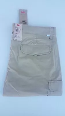 Men Levis 502 Regular Taper Cargos Tan 36 32 Stretch Nwt 100% Authentic • $61.89