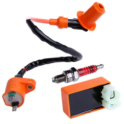 Motorcycle Racing 6 Pin CDI+Ignition Coil+Spark Plug For GY6 50cc-150cc Scooter • $22.40