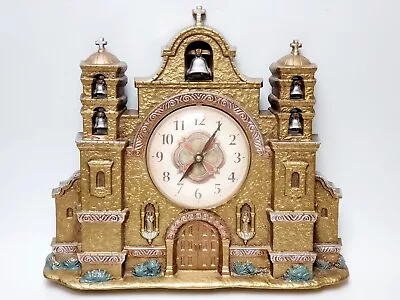 Vtg Spanish Mission Church Wall Clock Home Interiors Gold-Works-12.5  X 14.5  • $29.98