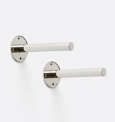 NEW Set 2 Rejuvenation 8  BRASS ROD SHELF BRACKETS Polished Nickel Finish (#2) • $84.99