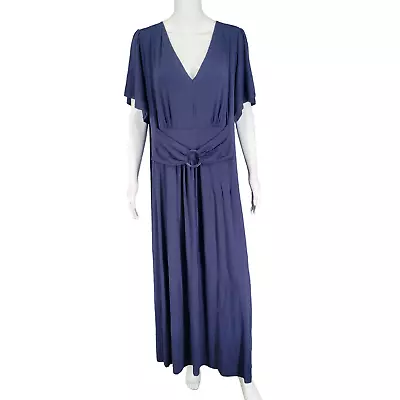 Laurie Felt Maxi Dress X-Large Sz Navy Modern Rayon Spandex Top W Belt Detail • $13.95