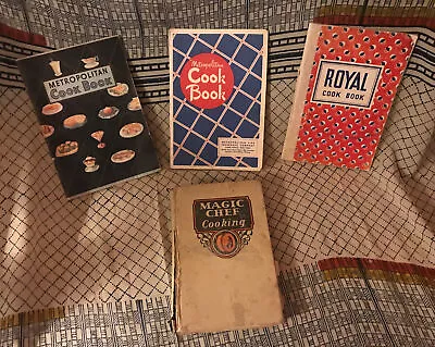 Lot Of 4 Vintage Cookbooks 1937 Magic Chef Metropolitan 1937 Royal Baking Soda • $19.99