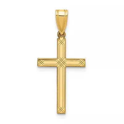 14K Yellow Gold Cross Charm Pendant For Womens Mens 0.59gram • $164