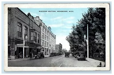 C1930's Business Section Drugs Store Candy Lunch Soda Menominee MI Postcard • $9.98