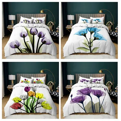 Quilt/Doona/Duvet Cover Set Single/Double/Queen/King Size Bed Pillow Cases • £12.49