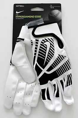 Nike Hyperdiamond Edge Batting Gloves Womens Large Black/White • $21.55