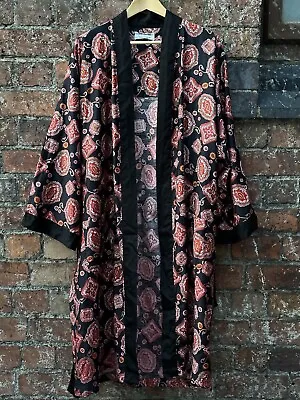 BONSOIR London 100% Cotton Dressing Gown Patterned Size L Black Red • £24.99