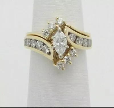 2CT Marquise Cut Lab Created Diamond Women's Wedding Ring 14K Yellow Gold Plated • $86.09