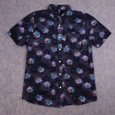 Volcom Button Up Shirt Medium Floral Short Sleeve Casual Travel Party • $17.99