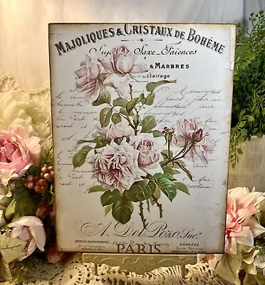 Shabby Chic French Country Vintage Roses  Handcrafted Plaque / Sign • $17.95