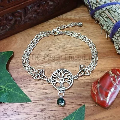 Tree Of Life Triquetra Bracelet GEMSTONE CHOICE - Pagan Jewellery Witch Wiccan • £5