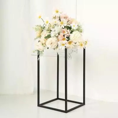 2 MATTE BLACK 16  Tall Geometric Metal Stands Flower Vase Holders Centerpieces • $29.37
