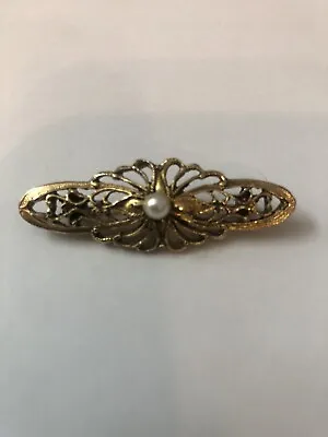 Vintage Victorian Revival Faux Pearl Bar Brooch Pre- Owned • $5