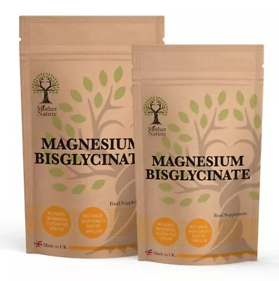 Magnesium Bisglycinate Capsules 650mg Best Chelated Magnesium Supplement Vegan • £10.98