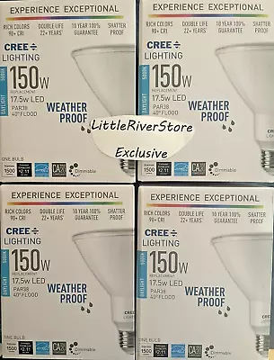 4 X CREE 150W 17.5W LED Flood 5000K Par38 40° Bulb Dimmable 22+ Yrs Weatherproof • $37.98