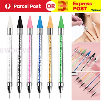 1-3x Dual Ended Dotting Pen Rhinestone Picker Wax Pencil Nail Art Tool Manicure • $5.72
