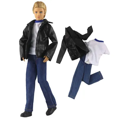 1/6 Boy Doll Clothes For Ken Doll Outfit Winter Wear Leather Coat Shirt Trousers • £7.99