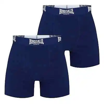 Mens Navy 2 Pack Lonsdale Boxer Shorts Trunks Underwear  Xs-3xl • £13.49