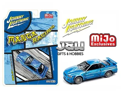 Johnny Lightning Nissan GT-R R34 Manga Racing 1999 Blue JLCP7455 1/64 • $9.99