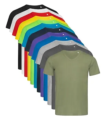 £7.99 • Buy Mens Plain Medium Summer Weight Vee V-Neck Cotton Tee T-Shirt S-XXL Regular Fit
