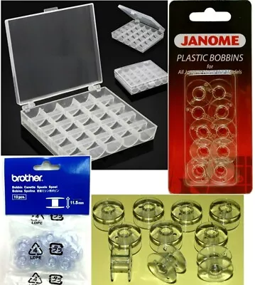 Universal Sewing Machine Plastic Bobbins - Janome - Brother - Storage Case • £3.60