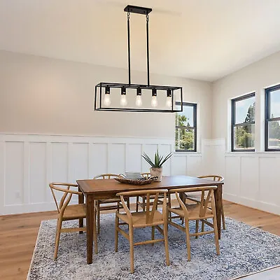 Kitchen Island Light Chandelier 5-Light Linear Rectangular Pendant Lamp Fixtures • $67