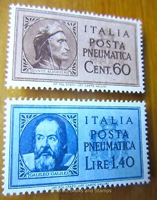 EBS Italy 1945 Pneumatic Post - Dante & Galileo - Posta Pneumatica PN16-17 - MH* • $3