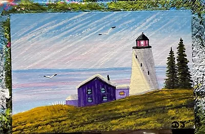 Tiny Miniature Painting “ Royal Head Light” 2”x 3” Artist Don Joslyn • $14.99