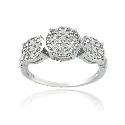 925 Silver 1/5ct Diamond Three Circle Promise Ring • £32.10