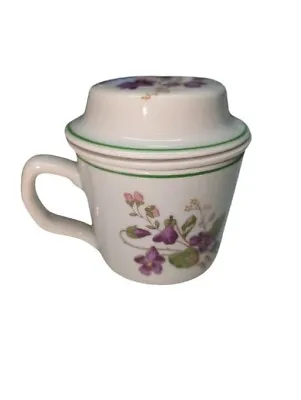 3 Piece Pillivuy France Porcelain Violettes Pattern W/strainer & Lid Teacup • $13