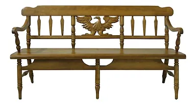 53580EC: CUSHMAN Maple Eagle Carved Back Bench • $1095