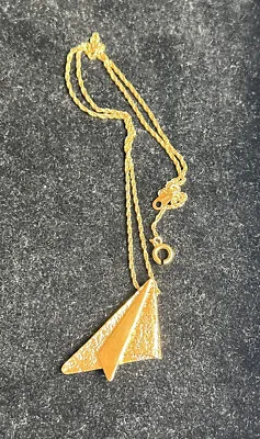 Vintage Crown Trifari Gold Tone Triangle Geometric Modernist Necklace • $11.99