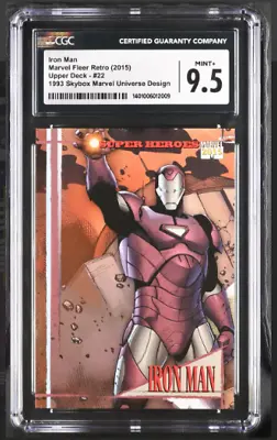 2015 Iron Man 22 Marvel Fleer Retro 1993 Skybox Universe Design CGC Grade 9.5+ • $49.95
