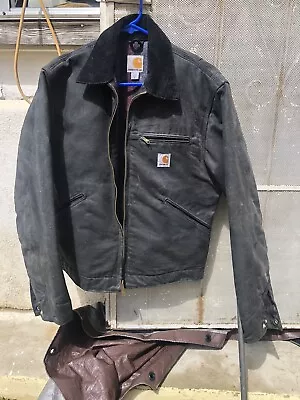 Carhartt Detroit Jacket Waxed Mens Blanket Lined J001 Black Workwear • $299.99