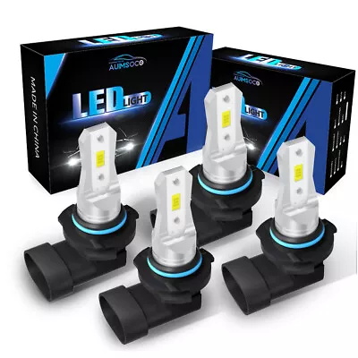 4x 9005+9006 LED Headlights Bulbs 10000K High&Low Beam Combo Super White Bright • $34.99