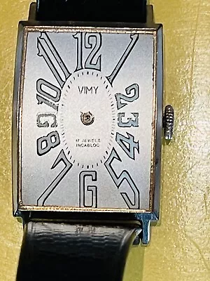 VIMY VINTAGE ART DECO DESIGN EX LARGE MENS WRIST WATCH WRISTWATCH 1940-50s Runs • $225