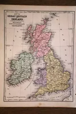 1877 Antique Mitchell Atlas Map-great Britain & Ireland-british Isles • $10